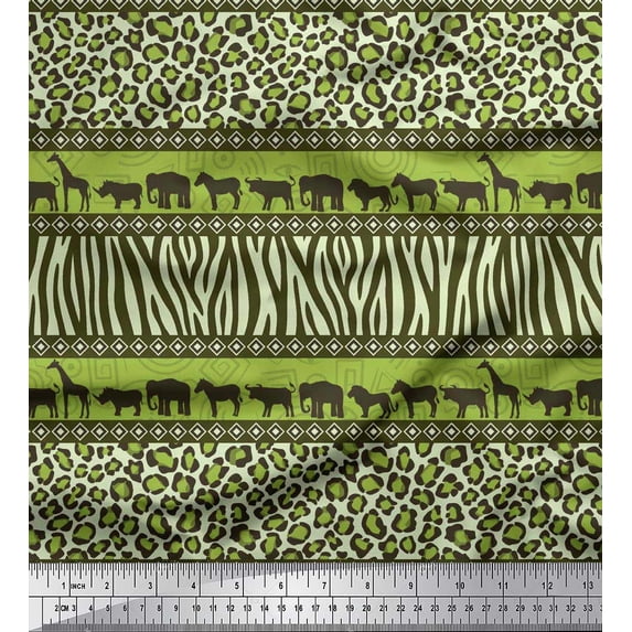Soimoi Viscose Chiffon Fabric Animal Skin & Animals Group Decor Fabric Printed Yard 42 Inch Wide