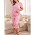 thumbnail image 4 of Cueply Women Plus Size Pajamas Set Short Sleeve Pjs Sleepwear Loungewear Nightwear with Pockets, 4 of 8