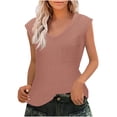 thumbnail image 1 of lSLJS T-shirt Sans Manches à Manches Courtes Col en V pour Femmes, Débardeurs pour Femmes, 1 of 5