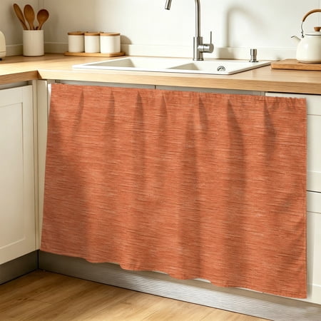 Rustic Orange Cabinet Curtain Country Vintage Minimalist Farmhouse Solid Color Sink Skirt for Bathroom Under Sink shelf Curtain Privacy Drape for Kitchen Laundry Room 32x55in