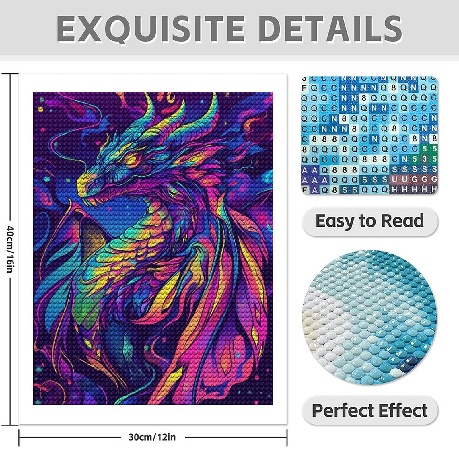 Diamond Art Kits for Adults - 5d Neon Dragon Fantasy Art Diamond Painting for Adults, Diamond Art for Adults Beginners, Diamond Painting Kits for Adults for Home Wall Decor