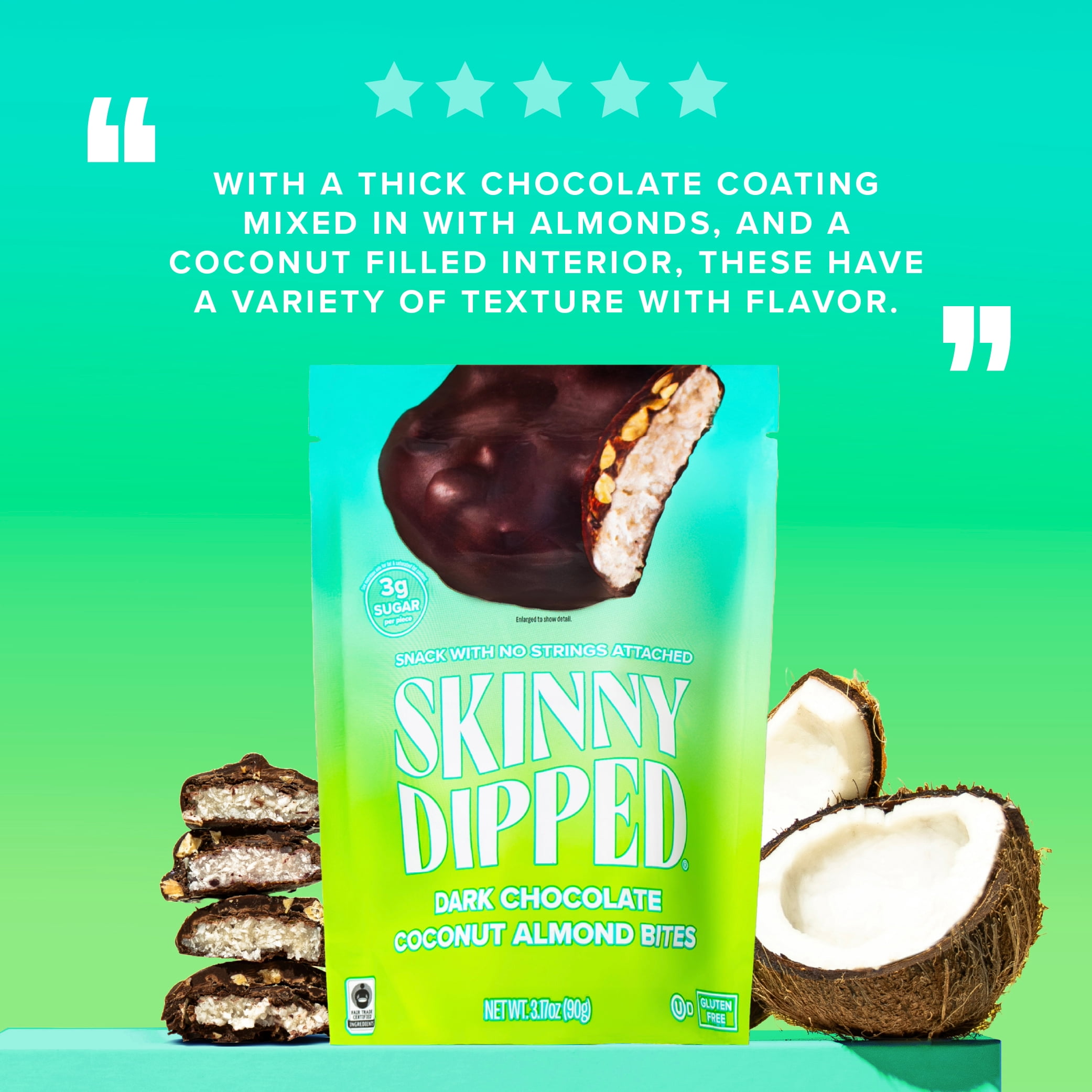 SkinnyDipped Dark Chocolate Coconut Almond Bites, 3.17 oz