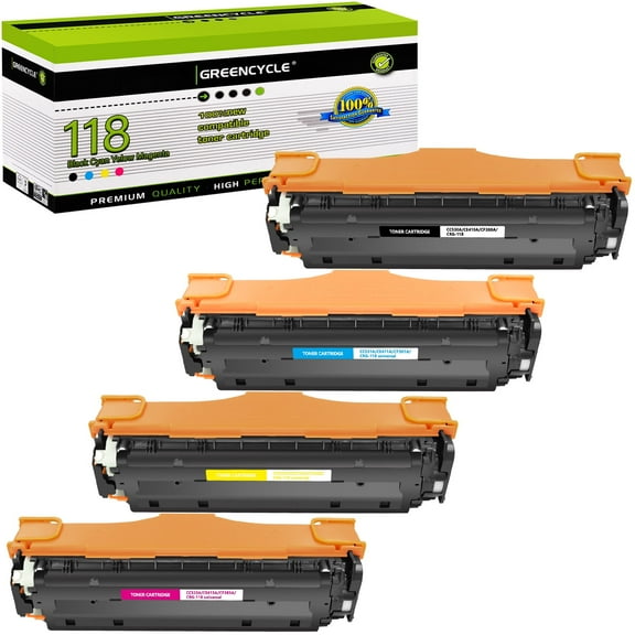 greencycle Compatible Toner Cartridge Replacement for Canon 118 CRG118 Toner 4 packs Set Works on Color imageCLASS MF8580Cdw MF8380Cdw MF8350Cdn MF726Cdw Printer - Black Cyan Yellow Magenta