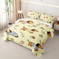 thumbnail image 3 of Manfei Cartoon Dachshund Dog Bed Spread Queen, Spring Floral Queen Coverlet Set, Yellow, 3-Piece, 1 Quilt and 2 Pillowcases, 3 of 7
