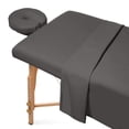 thumbnail image 1 of Juego de sábanas para mesa de masaje Saloniture de microfibra, 3 piezas, gris, 1 of 3