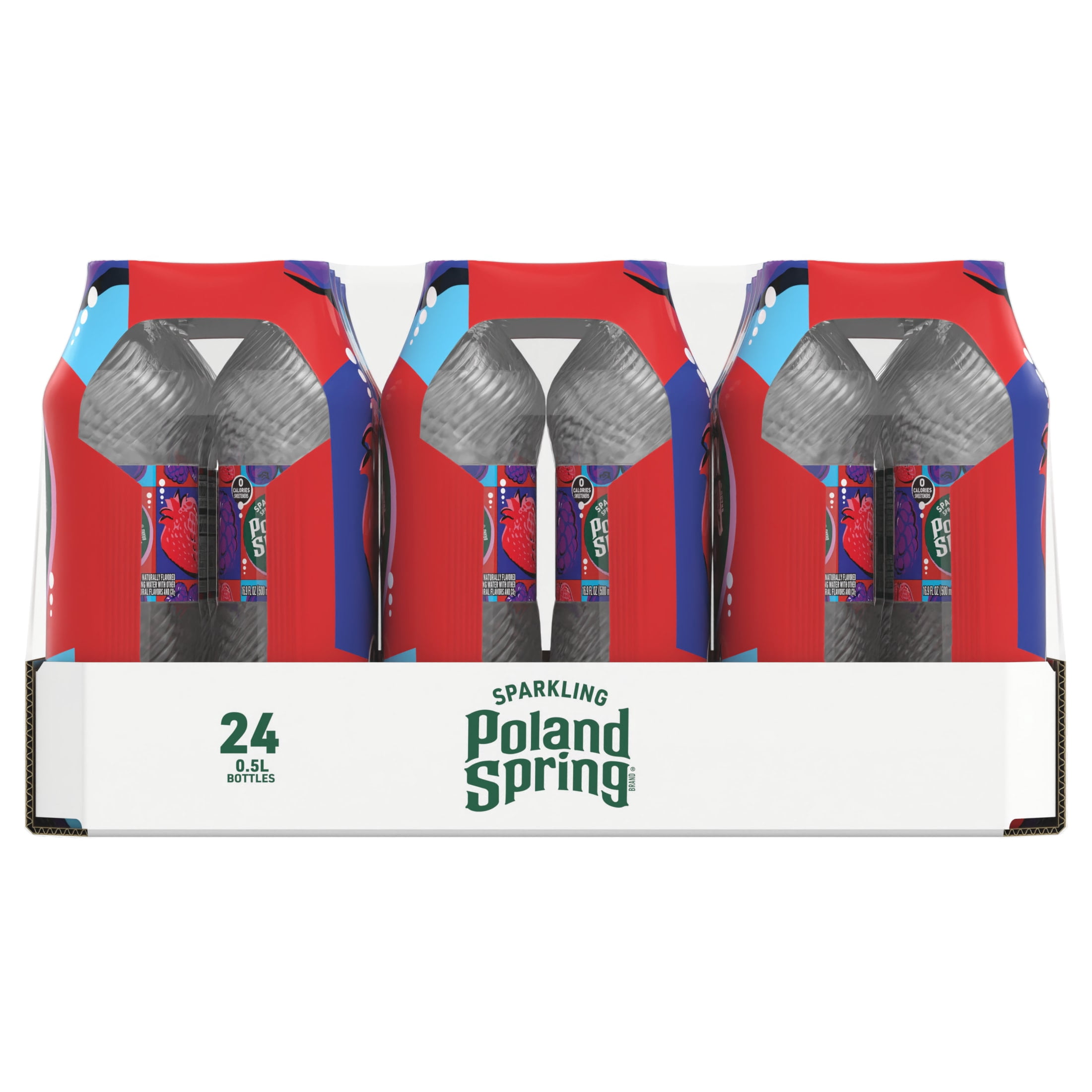 Poland Spring Sparkling Water, Triple Berry, 16.9 Oz. Bottles (24 Count)
