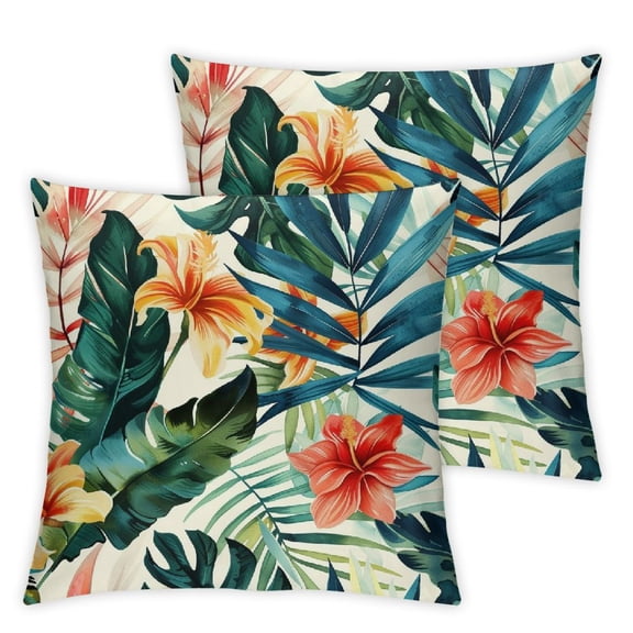 JRXY Palm Leaves Printed Pillowcase Set of 2 White