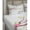 thumbnail image 6 of Ambesonne Love Fitted & Top Sheet Set with Shams, Roses Blossoms Birds, Pink Brown White, 6 of 8