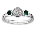 thumbnail image 1 of Bague Ronde en Argent Sterling Stackable Expressions Dbl Cr. Émeraude & Dia. Taille 7, 1 of 3