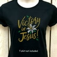 thumbnail image 2 of JCS Rhinestones Victory in Jesus Iron-on Clear Crystals Rhinestone and Gold Rhinestud Bling Transfer, 2 of 3