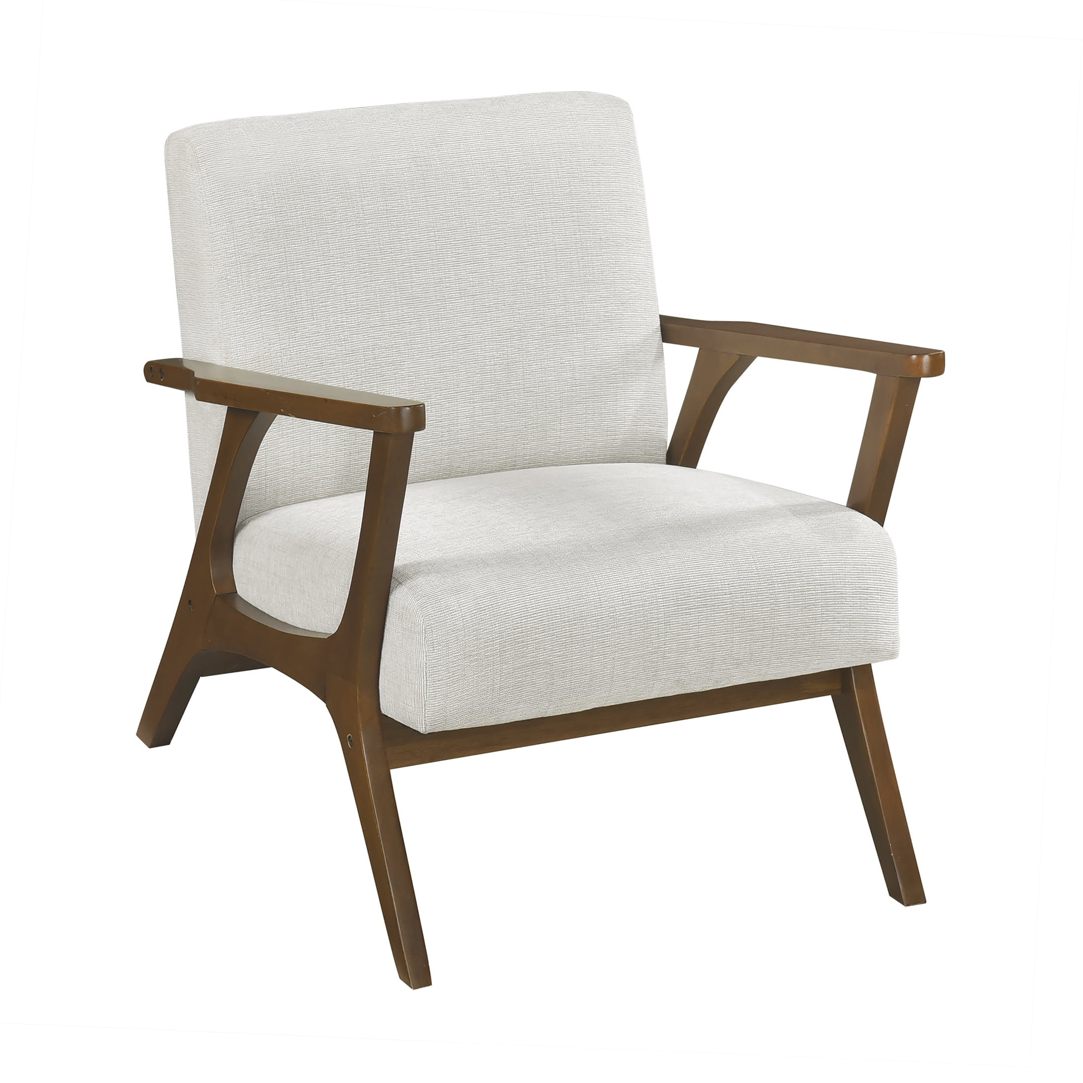 OakvillePark Everwyn Chenille Accent Chair, Beige/Chestnut Wood