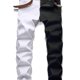 thumbnail image 1 of Jeans ajustados de corte recto para hombre Jeans de mezclilla elásticos lavados informales Los más vendidos, 1 of 4