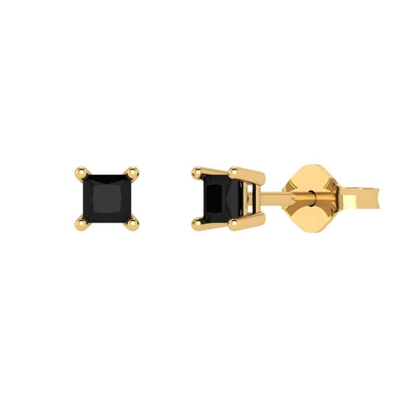 Clara Pucci 0.5Ct Natural Onyx Princess Cut VVS1 Push Back Stud 18k Solid hypoallergenic Gold Designer Earrings For July