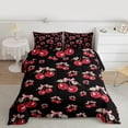 thumbnail image 2 of Homewish Watercolor Cherry Bedding Comforter Set for Girls, Kawaii Bowtie Twin Comforter Sets, Tropical Fruit Leaves Bedding Set, Black Red Bedroom Decor, 2 of 8