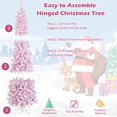 thumbnail image 5 of 7 FT Pre-Lit Pink Snow Flocked Christmas Tree, 800 Branch Tips, 300 LED Lights, 8 Lighting Modes, Artificial Hinged Pencil Xmas Tree with Metal Base for Festival Party Decoration, 5 of 7