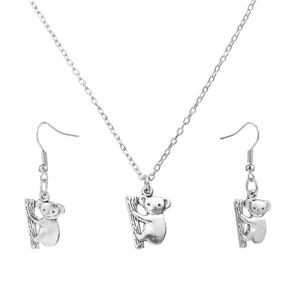 BRIGHTFUFU 1 juego de collar y pendientes delicados con forma de koala, accesorio de fiesta.