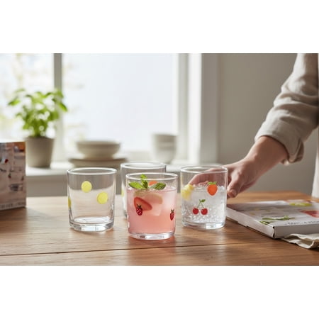 Fruit Design Glass Tumblers ONE GLASS IS MISSING