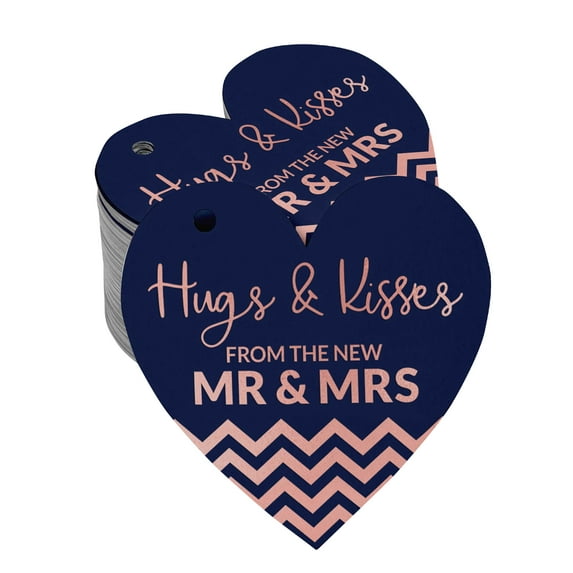 Inkdotpot 50 Pack Real Rose Gold Foil Paper Tag Hugs & Kisses From The Wedding Favor Hang Tag