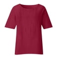 thumbnail image 4 of Amzcrzy Womens Tops Women Plus Size Cotton Linen Tops, Women Summer Solid Casual Loose Basic Tops, Fashion Half Sleeves T Shirt, Oversized Crewneck Tees Tops Blouses, 4 of 4