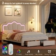 thumbnail image 7 of Homfa Full Size LED Bed Frame with 2 Drawers, Velvet Upholstered Platform Bed Frame with Adjustable Petal Headboard for Bedroom, Beige, 7 of 7