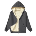 thumbnail image 3 of Men'S Casual Full Zip Up Sherpa Lined Hoodie Thick Fleece Heavyweight Jacket Windproof Thermal Zipper Sweatshirt, 3 of 5