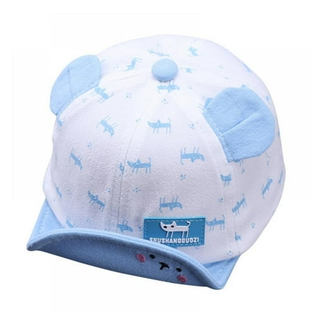 

Infant Toddler Cartoon Cat Printed Visor Baseball Cap Warm Hat