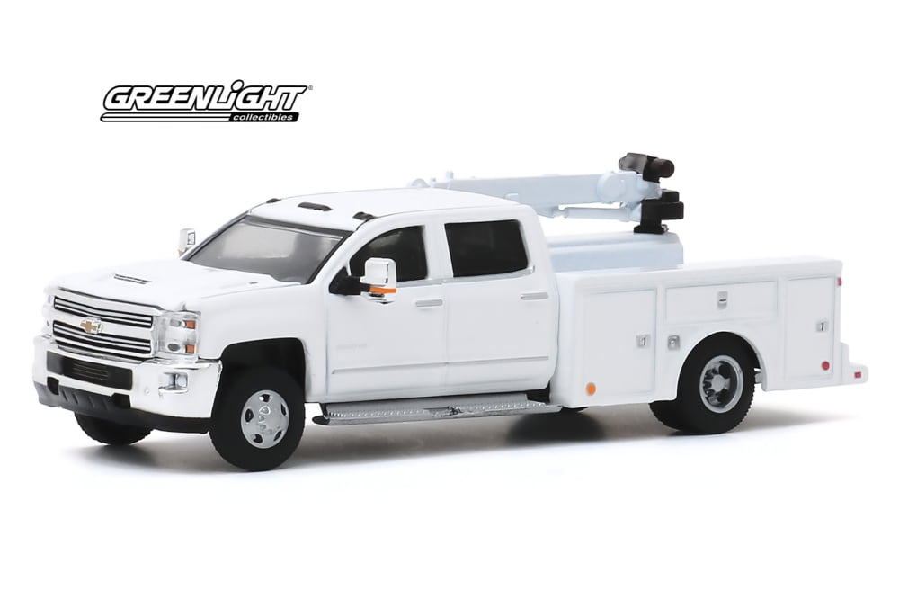 2016 Chevy Silverado 3500 Dually Crane Truck, White Greenlight 46040/