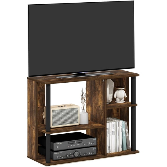 Econ TV Stand Entertainment Center, Amber Pine/Black