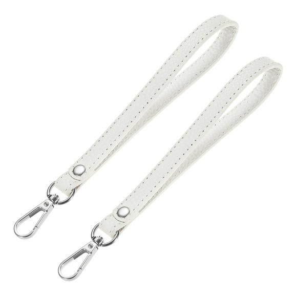 Uxcell Wristlet Strap [2PCS] - Genuine Leather KeyChain Hand Strap - [White-Silver-8.27In] Replacement Wrist Strap