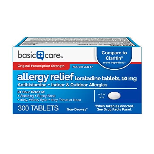 Photo 1 of basic care allergy relief loratadine tablets, 300 count
