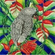 En Vogue B-274 Gray Parrot - Decorative Ceramic Art Tile - 8 in. x 8 in.