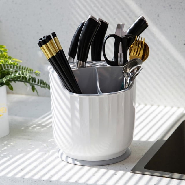 Feltree Kitchen Rotating Knife Rack Shelf Countertop Multifunction Chopsticks Tube Knife Rack Integrated Storage Box Home Knife Rack