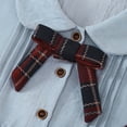 thumbnail image 7 of Girls Uniform Overall Dress Preppy Plaid Dress Button Down Long Sleeve Dress with Bow Tie for Tees Girls Size 5-16 Years, 7 of 7