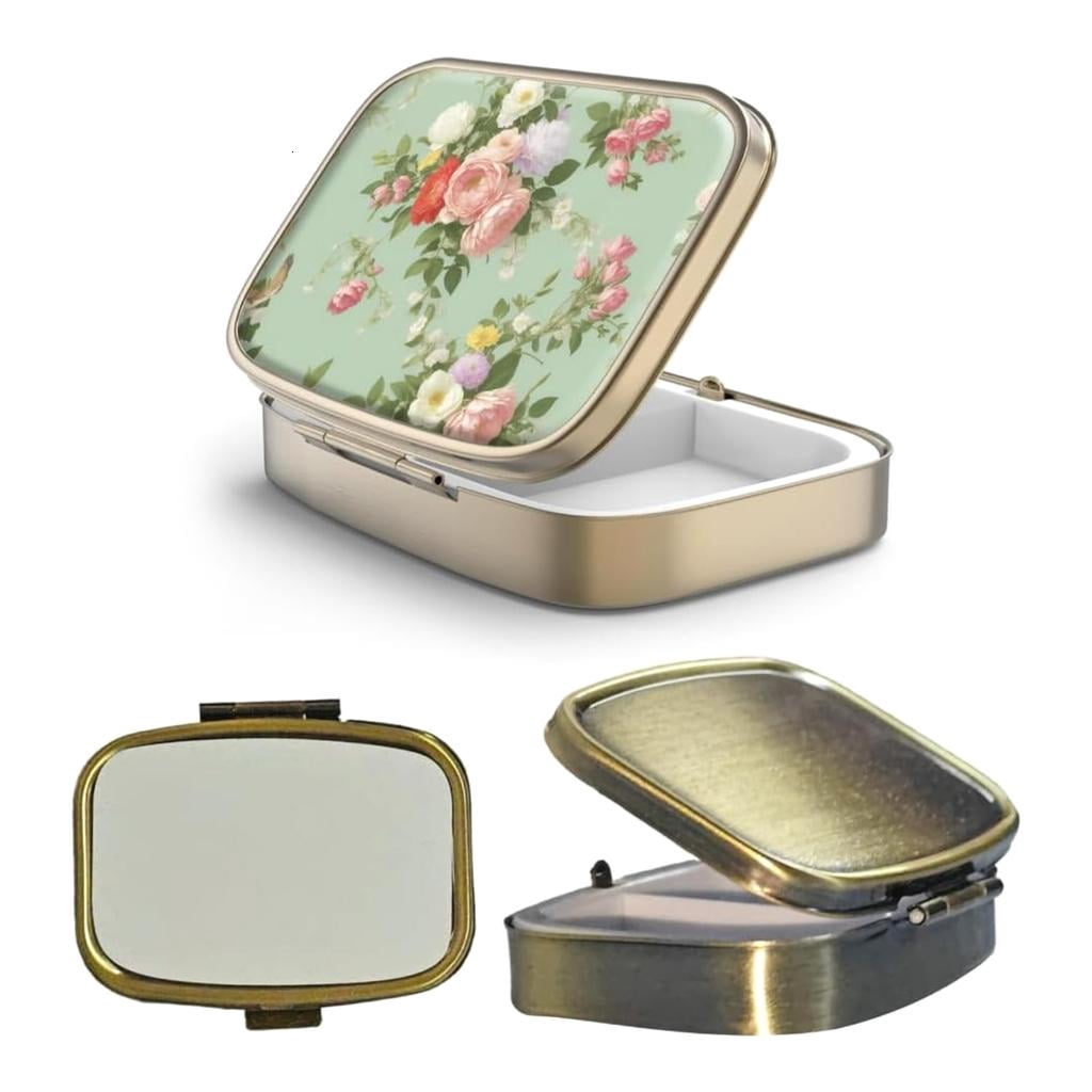 HannLk Metal Pills Organizers Portable Decorative Storage Case for Jewelry Vitamins