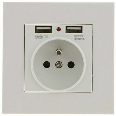 Wall Socket, Wall Electrical Socket with Dual USB 5V/2100mA, Recessed Socket with 2 USB Ports Practical and Handy