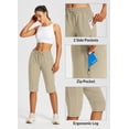 thumbnail image 3 of BALEAF Women's 15" Long Shorts Below The Knee Capri Hiking Cargo Shorts Lightweight Quick Dry Elastic Waist for Casual Beige S, 3 of 7