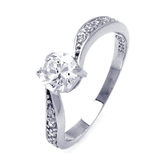 Sterling Silver 925 Rhodium Plated Channel Set Clear CZ Wave Ring White Jewelry Female Size 8