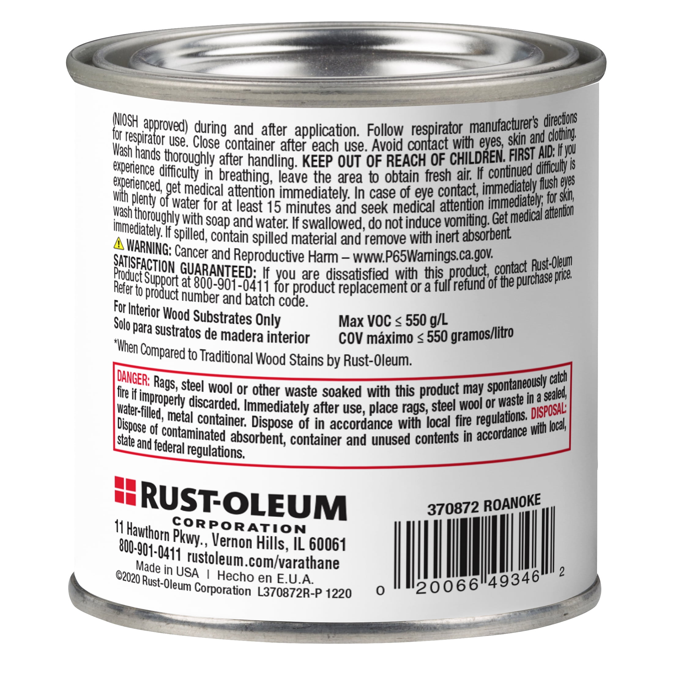 4 Pack, Roanoke, Varathane Premium Fast Dry Wood Stain-370872, Half Pint