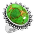 thumbnail image 1 of 925 Sterling Silver Ring For Women - Teens Copper Green Turquoise Gemstone Silver Ring Size 9 Handmade Silver Ring Size 9 Valentine's Day Gift For Wife 925 Silver Gemstone Jewelry, 1 of 1
