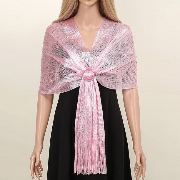 Xiao Hua Chales para vestidos, bufanda para mujer, chal formal para fiesta de noche con hebilla para boda, chal rosa