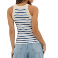 thumbnail image 2 of Baywell 2024 Summer Spice Hanging Neck Sleeveless Striped Bottom Sexy Slim Tank Top for Women S-XL, 2 of 7