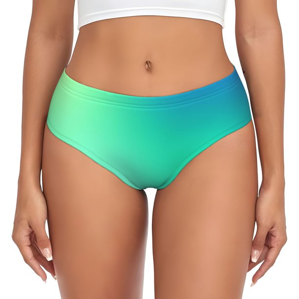 Balery blue green colors Ropa Interior de Algodón para Mujer con Dibujo – Braguitas Cómodas y Elásticas, Estilo Clásico-X-Large