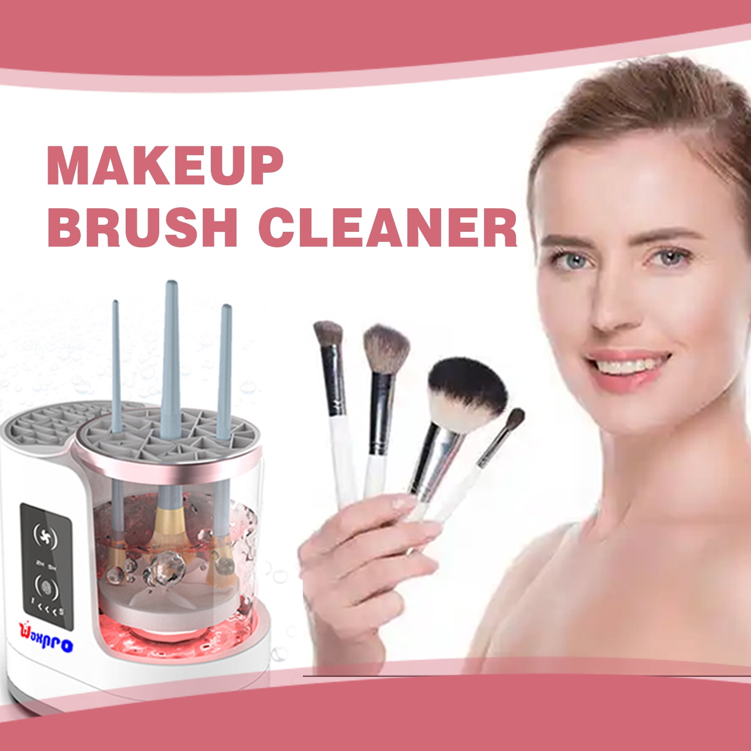 Electric Makeup Brush Cleaner, Automatic 3 in-1 Makeup Brush Dryer & Washer & Holder Combined, Portable Cosmetic Brush Cleaner Dryer Tool for All Size Makeup Brushes