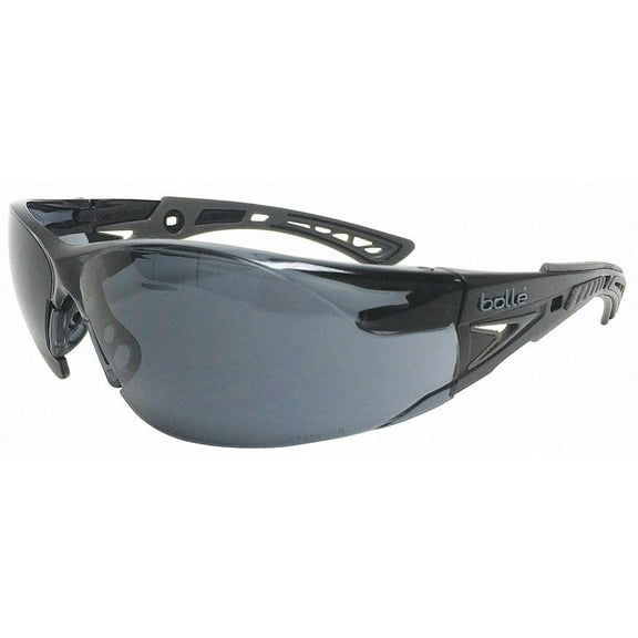 Rush  Series Safety Glasses, Smoke Lens, Anti-Fog, Anti-Scratch, Polycarbonate, Black Frame