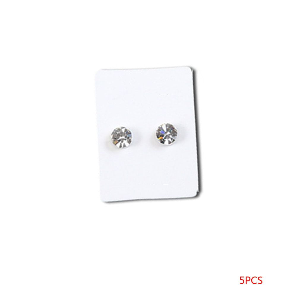 Black Gold 1 Pair Round Magnetic Stud Earring Ear Plug Non-Piercing For Men/Women 8mm Silver