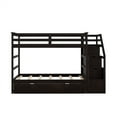 thumbnail image 5 of Twin Over Twin Bunk Bed, Wooden Bunk Bed with Twin Size Trundle and Ladder for Kids Teens Toddler, Space Saving Design Bed Frame with 3 Storage Stairs and Guardrails, No Box Spring Needed, Espresso, 5 of 7