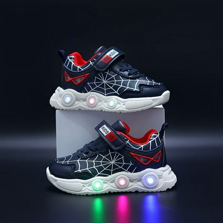 

Stylish Spider Net Pattern Sneakers - Boys Breathable Running Shoes - Comfortable Fit Reflective Design - All Seasons Non-Slip