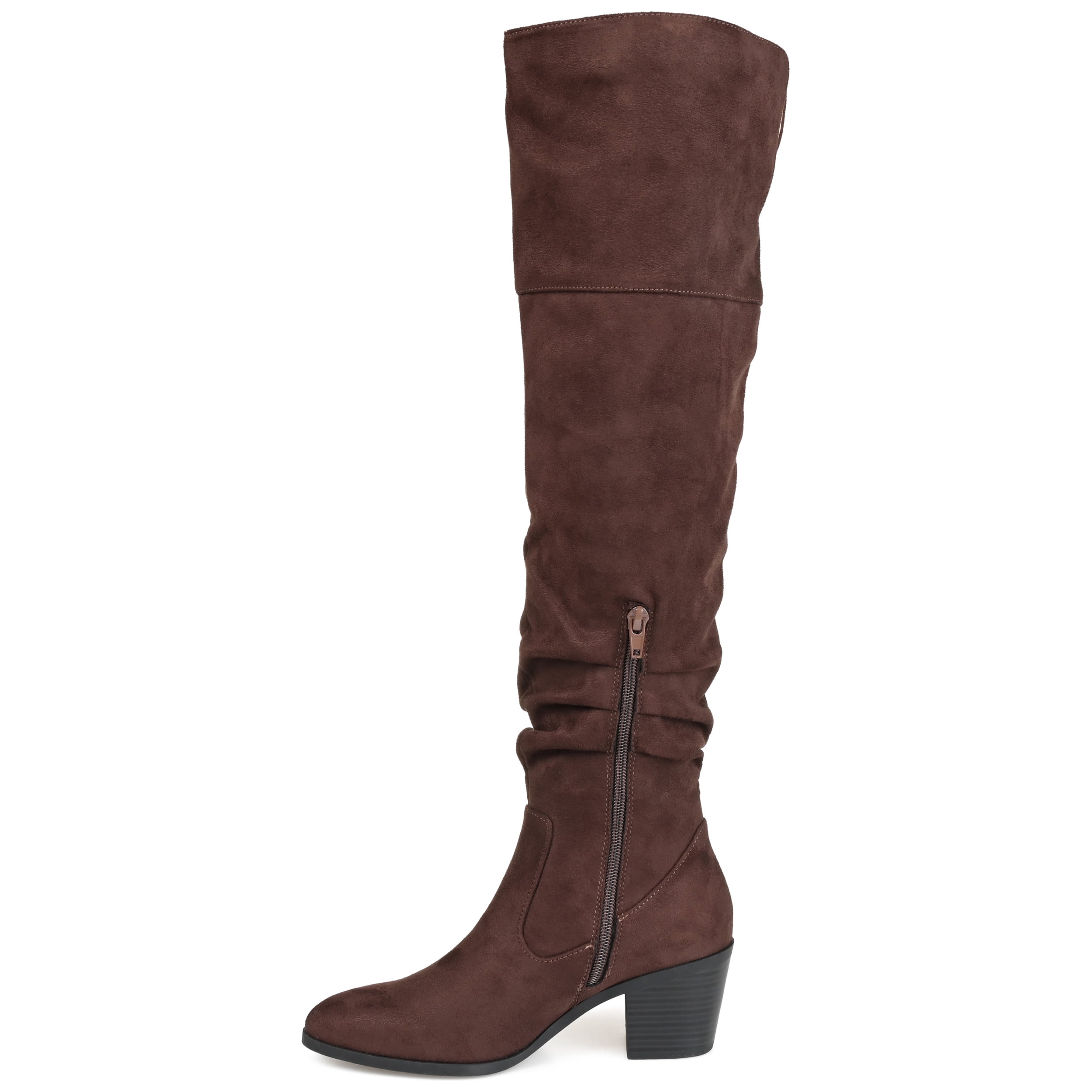 Journee Womens Zivia Extra Wide Calf Stacked Heel Over The Knee Boots
