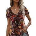 thumbnail image 3 of FASHIONWT Women Chic Floral Crewneck Summer Short Sleeve T-Shirts, 3 of 4