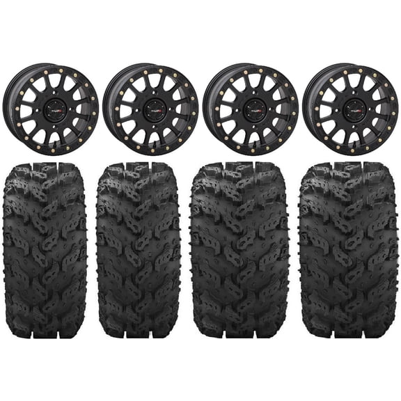 System 3 SB-5 Black 14" Wheels 27" Reptile Tires Sportsman RZR Ranger